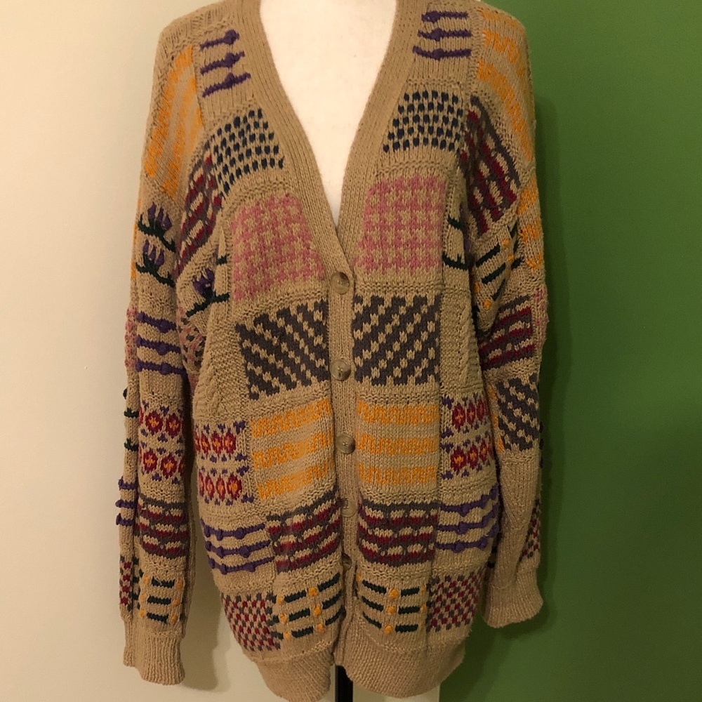 Express Patchwork Cardigan Sweater - image 1
